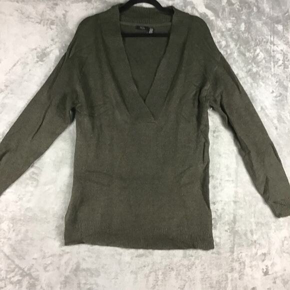 RDI Womens XS Tunic Sweater Dark Green V Neck Oversized Solid Stretch NWOT - Picture 9 of 13
